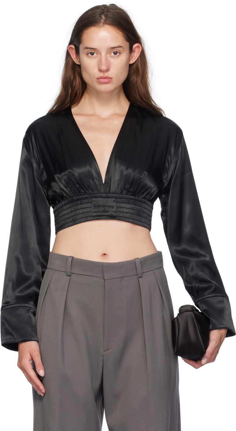 Alexander Wang Hotfix Drawstring Cropped Top Blouses 600056364blu