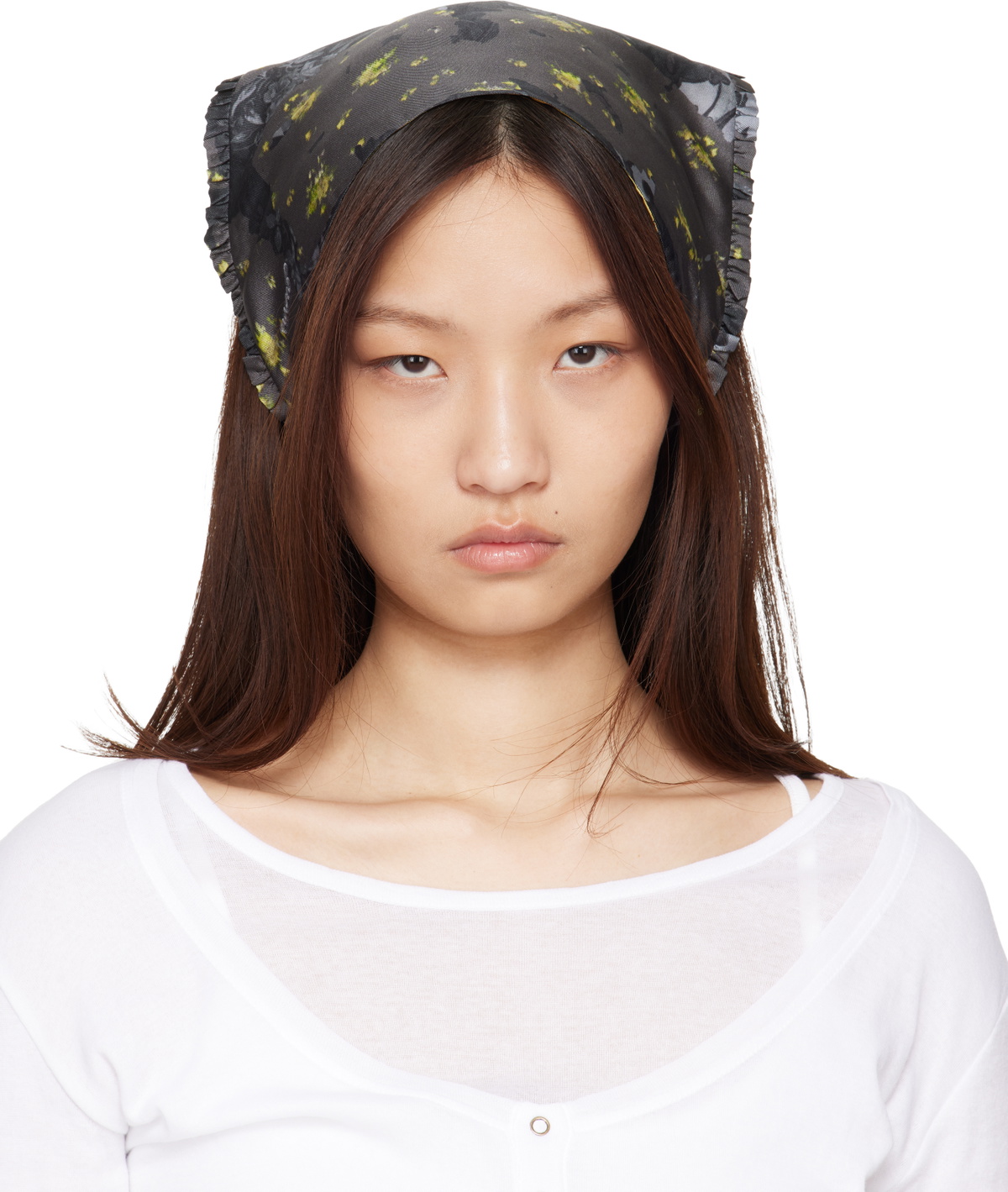GANNI Gray Printed Wrap Scarf