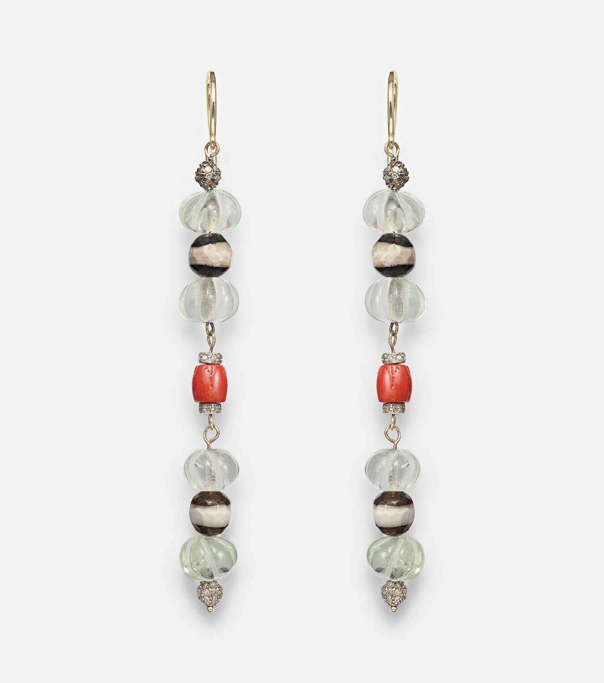 Ileana Makri 9kt gold (375/1000) and sterling silver (925) earrings with gemstones