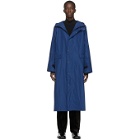 Kassl Editions Blue Taffeta Long Hooded Coat
