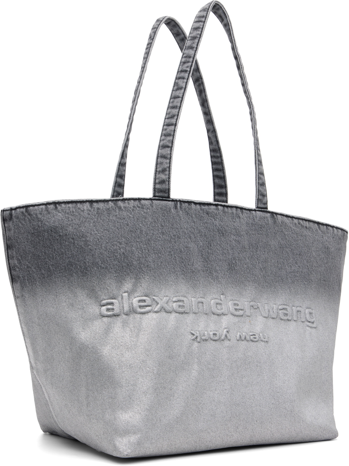 Alexander Wang Gray Denim Punch Large Tote
