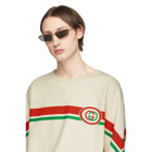 Gucci Gold and Grey Rectangular Sunglasses