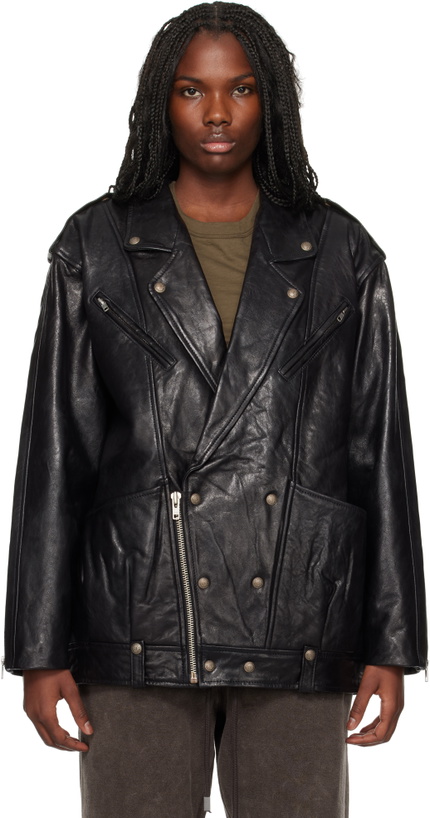 Photo: R13 Black Elongated Motorcycle Leather Jacket