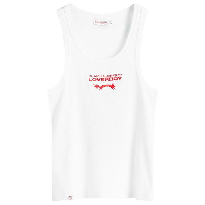 Photo: Charles Jeffrey Loverboy Women's Logo Tank Top in White And Red