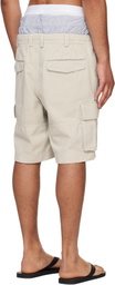 Raimundo Langlois Beige & Blue Layered Cargo Shorts