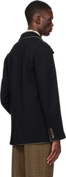 Valentino Black Single-Breasted Wool Valentino Patch Blazer