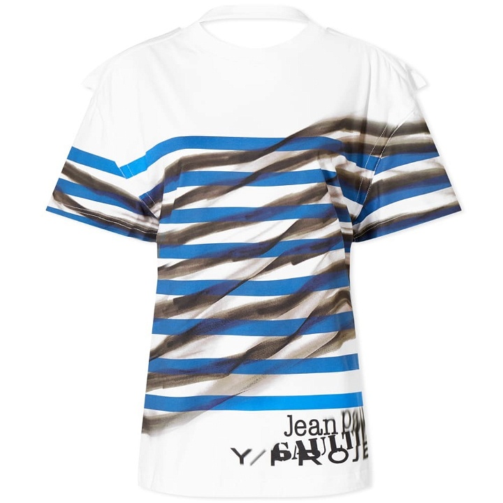 Photo: Y-Project Women's x Jean Paul Gaultier Convertible T-Shirt in White/Blue