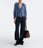 Dôen Hardy plaid ruffled cotton blouse