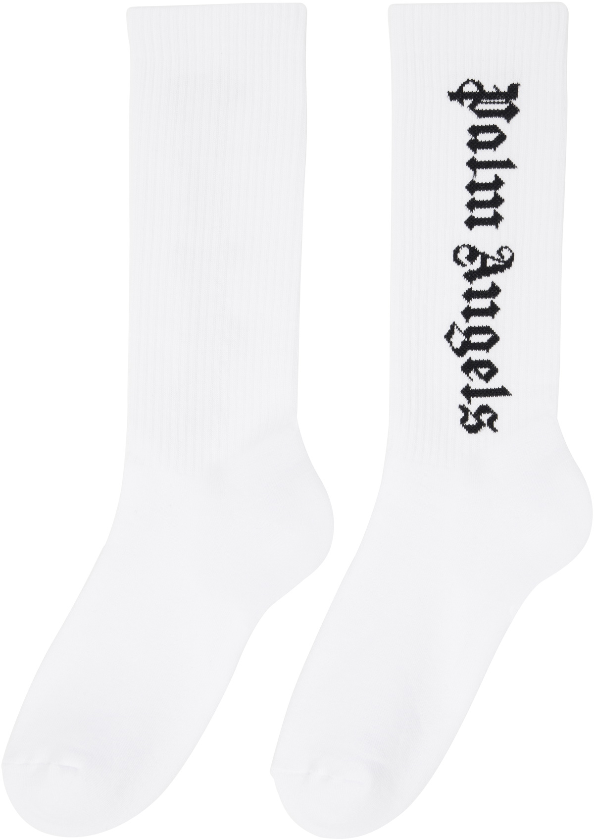 Palm Angels White Gothic Logo Socks