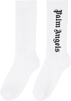 Palm Angels White Gothic Logo Socks