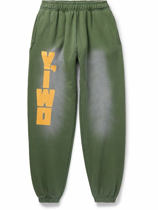Photo: Y,IWO - Hardwear Logo-Print Distressed Cotton-Jersey Sweatpants - Green