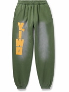 Y,IWO - Hardwear Logo-Print Distressed Cotton-Jersey Sweatpants - Green