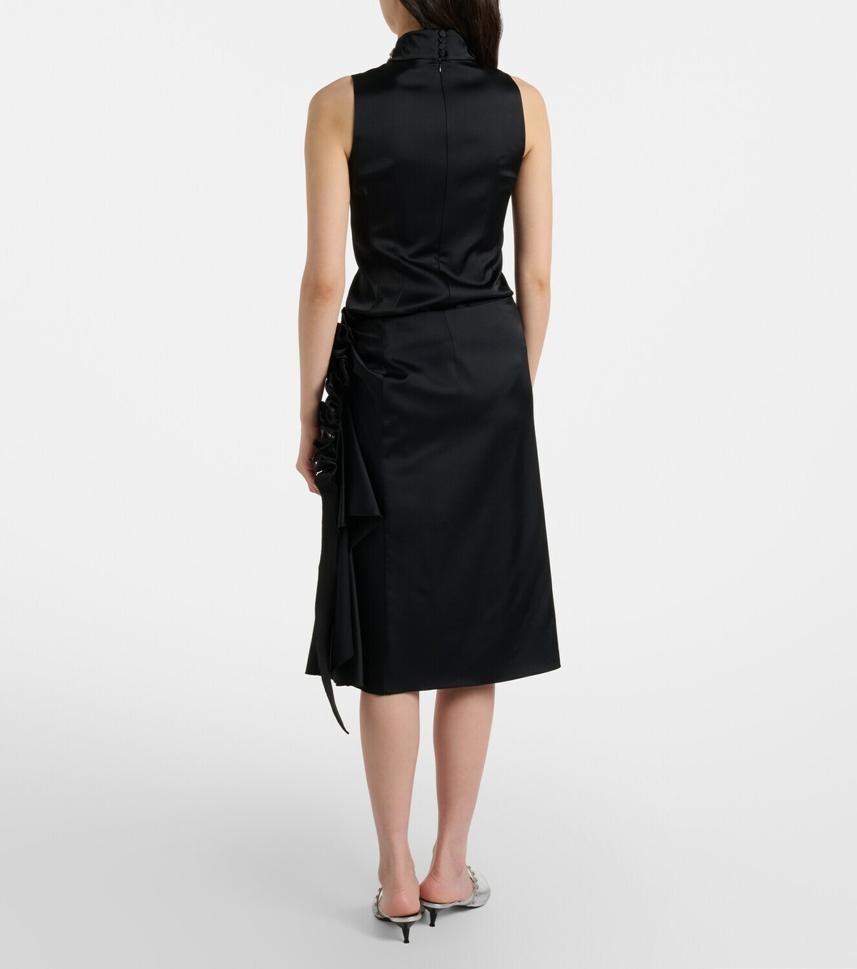 McQueen Gathered asymmetric midi skirt