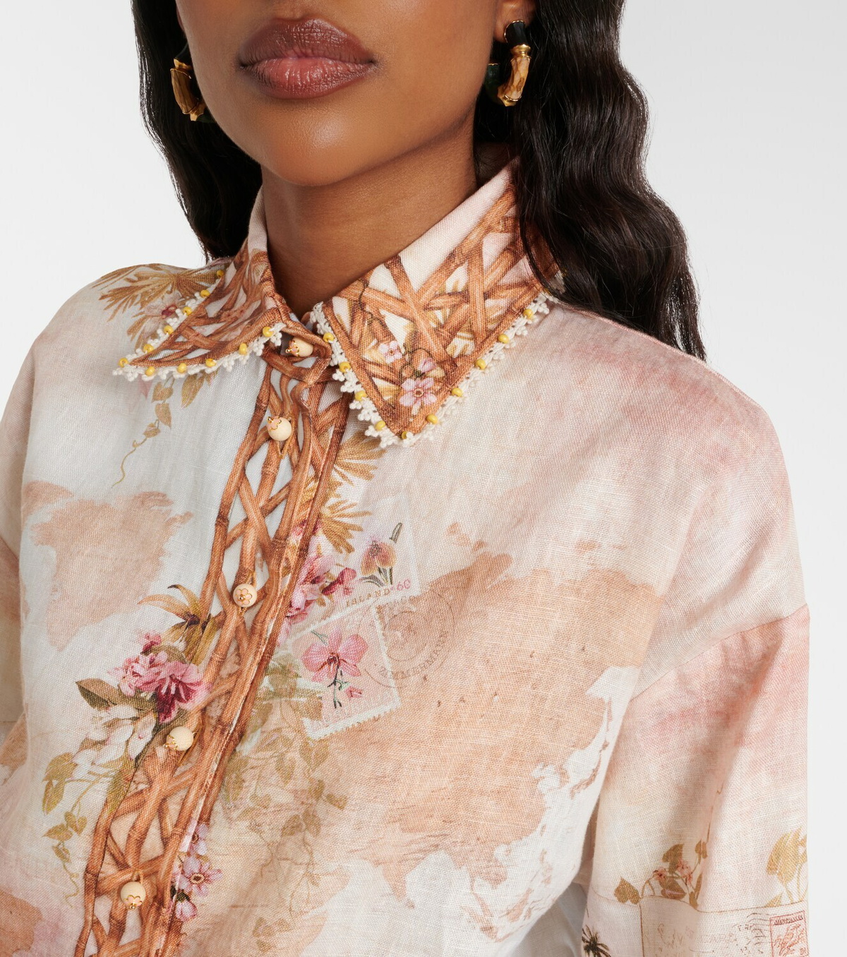 Zimmermann Mahon printed linen bowling shirt