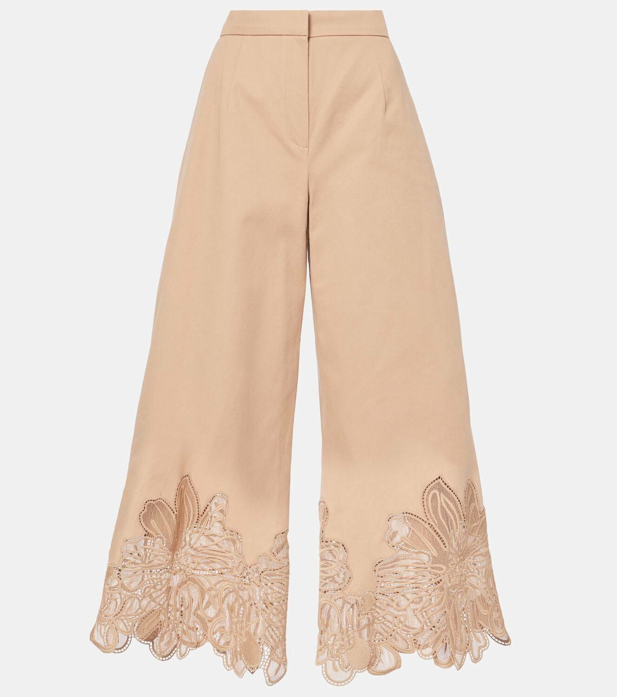 Elie Saab Embroidered gabardine cropped wide-leg pants