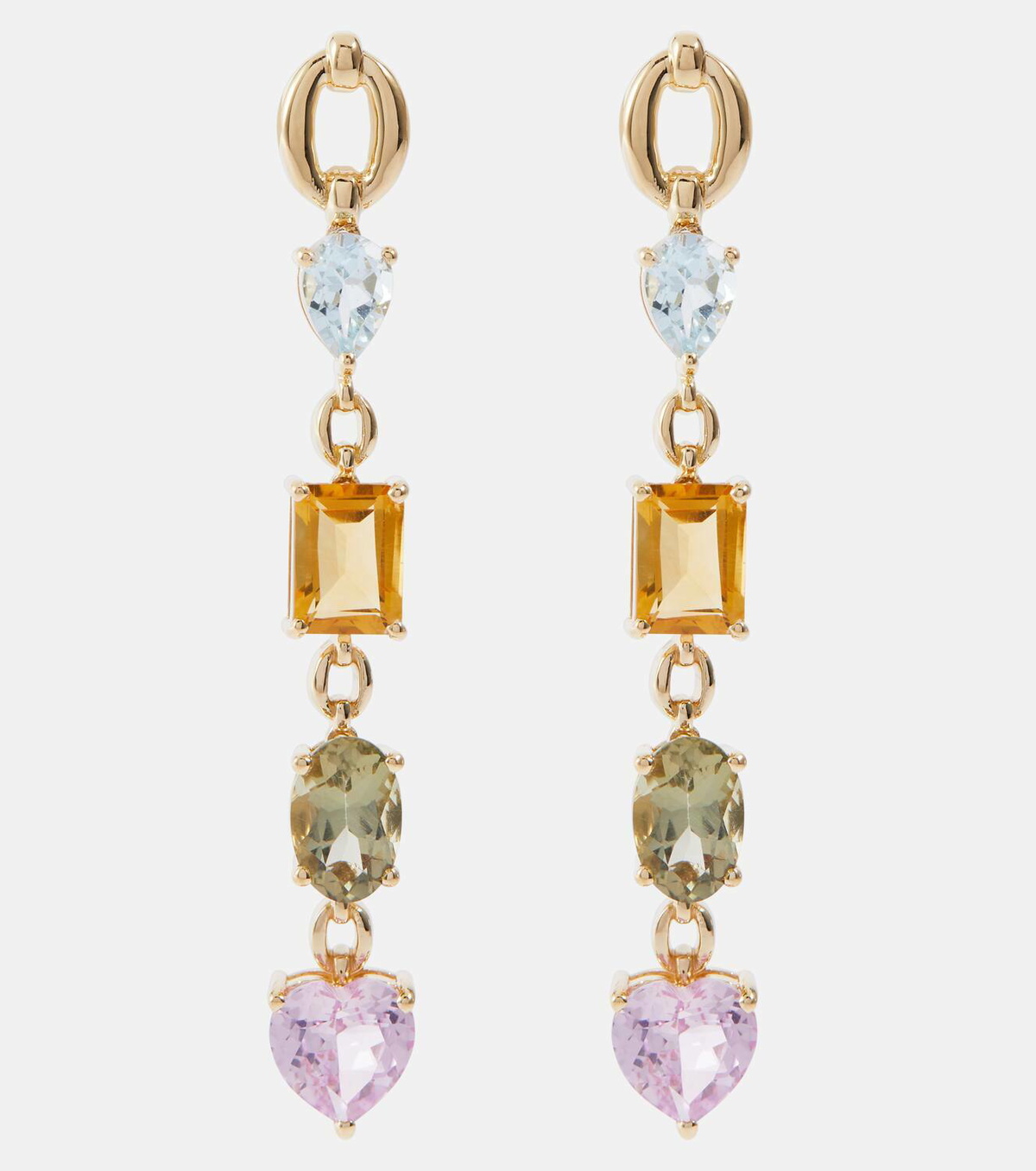 Nadine Aysoy Catena 18kt gold earrings with topaz, citrine, amethysts and sapphires