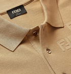 Fendi - Slim-Fit Logo-Embossed Cotton-Piqué Polo Shirt - Neutrals