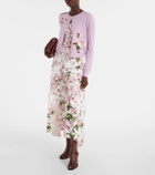 Oscar de la Renta Floral-appliqué virgin wool cardigan