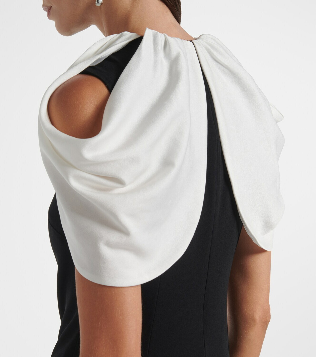 Roland Mouret Embellished caped satin crêpe gown