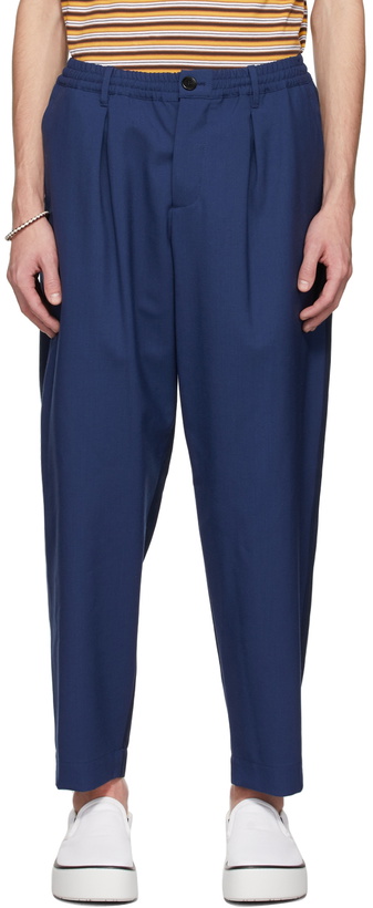 Photo: Marni Blue & Navy Colorblock Trousers