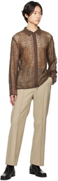 AMOMENTO Brown Sheer Shirt