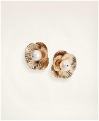 Brooks Brothers Women's Botanical Motif Statement Stud Earrings | White