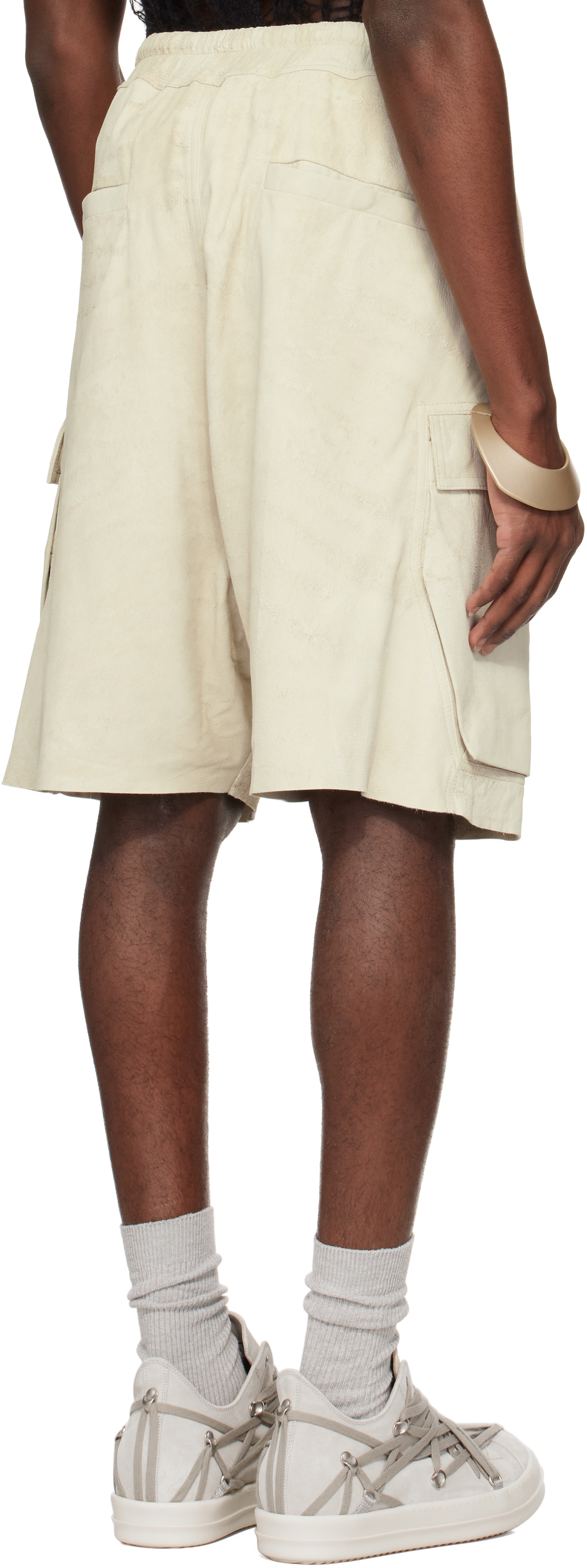 Rick Owens Off-White Hollywood Cargobela Leather Cargo Shorts Rick 