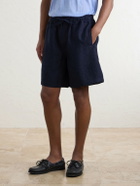 Saman Amel - Brisbane Straight-Leg Linen Drawstring Shorts - Blue