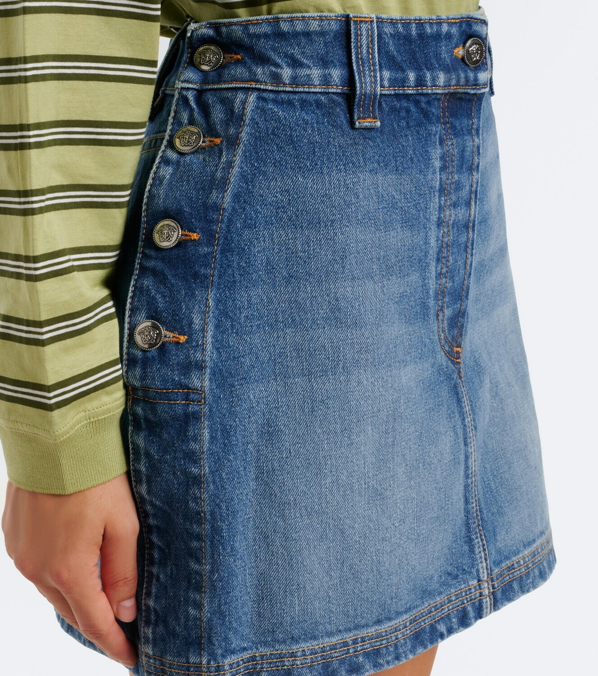 Versace Faded denim miniskirt