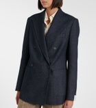 Eleventy Herringbone wool, cotton, and cashmere blazer