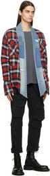 Greg Lauren Red Plaid Sherpa GL1 Cardigan