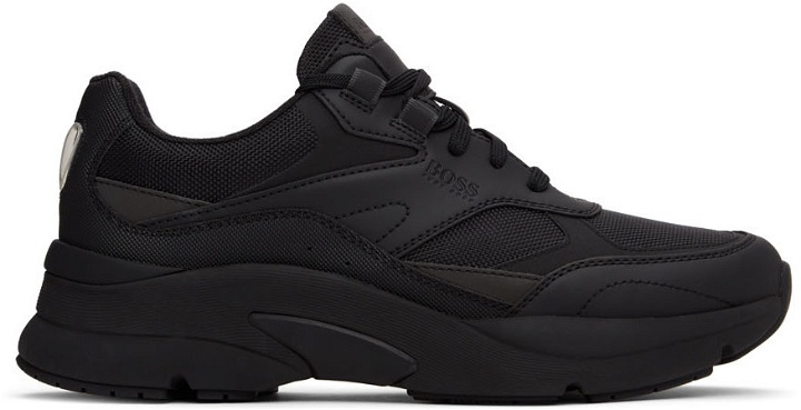 Photo: Boss Black Mixed-Material Trainer Sneakers