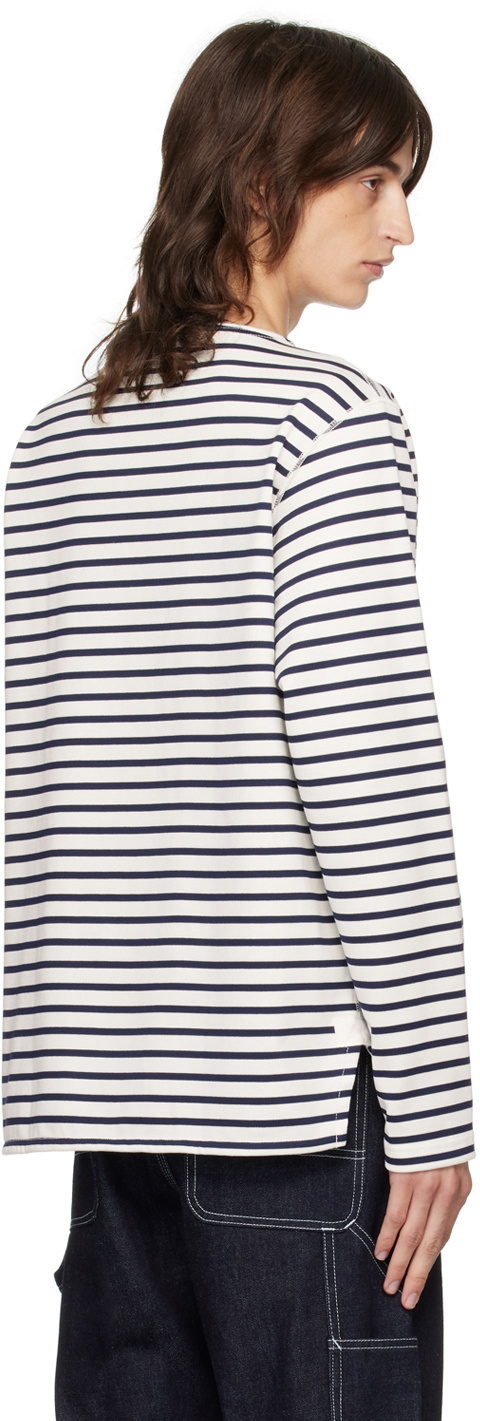 Junya Watanabe Navy & White Cotton Stripe Long Sleeve T-Shirt