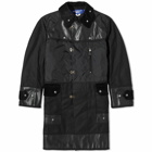 Junya Watanabe MAN Men's Nylon Oxford & Synthetic Leather Overcoat in Black/Black