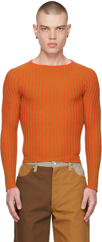 Photo: Eckhaus Latta Orange Fluted Sweater