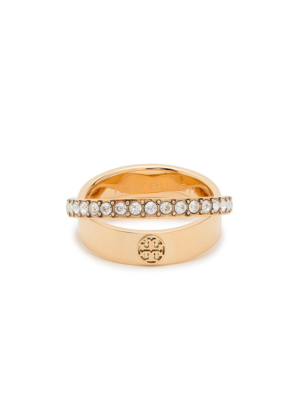 Photo: Tory Burch Icon Double Pavé 18kt Gold-plated Ring