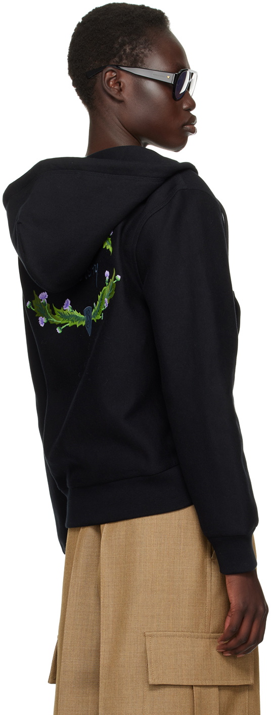 Burberry Black Thistle Logo Zip Hoodie