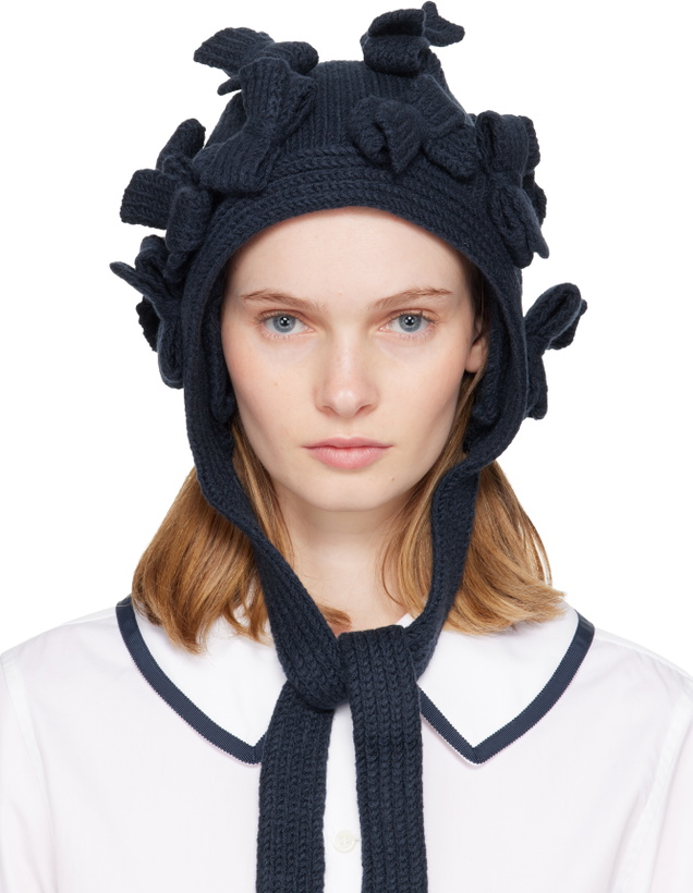 Photo: Comme des Garçons Girl Navy Bow Bonnet Hood