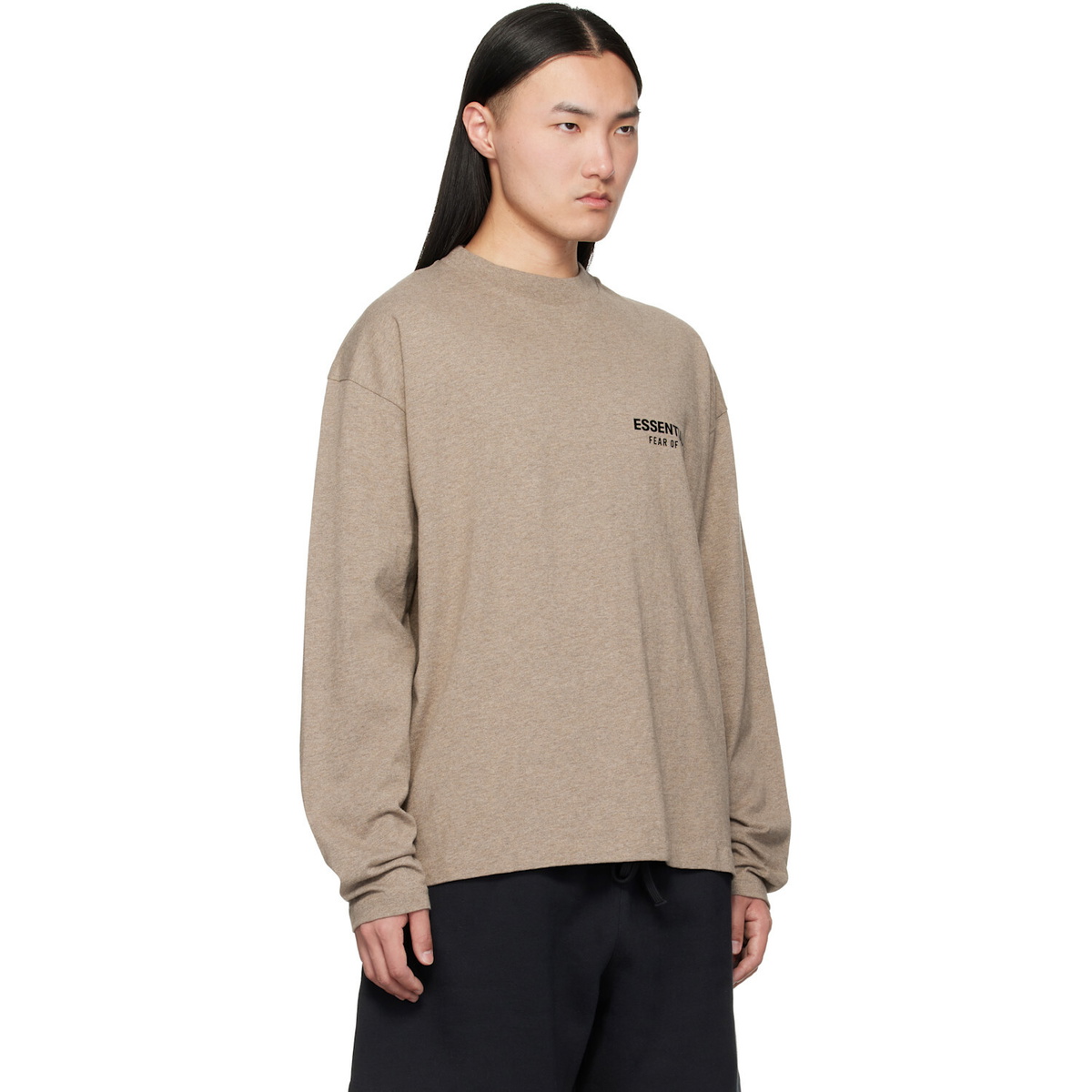Fear of God ESSENTIALS Beige Classic Fit Long Sleeve T-shirt