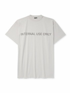 Balenciaga - Inside Out Oversized Distressed Logo-Print Cotton-Jersey T-Shirt - Neutrals