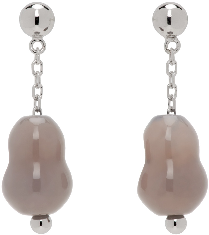 Photo: LEMAIRE Silver & Gray Carved Stones Earrings