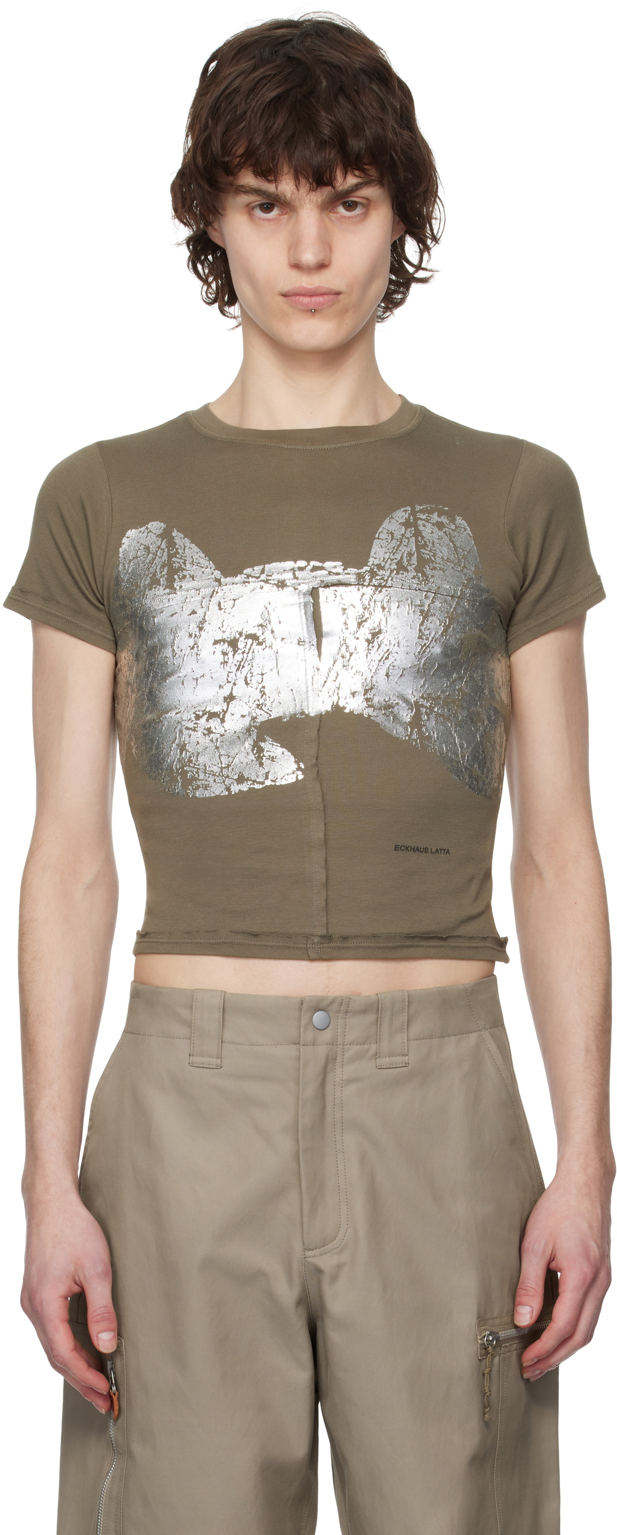 Eckhaus Latta Taupe Lapped Baby T-shirt