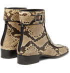 Saint Laurent - Miles Leather-Trimmed Python Boots - Brown