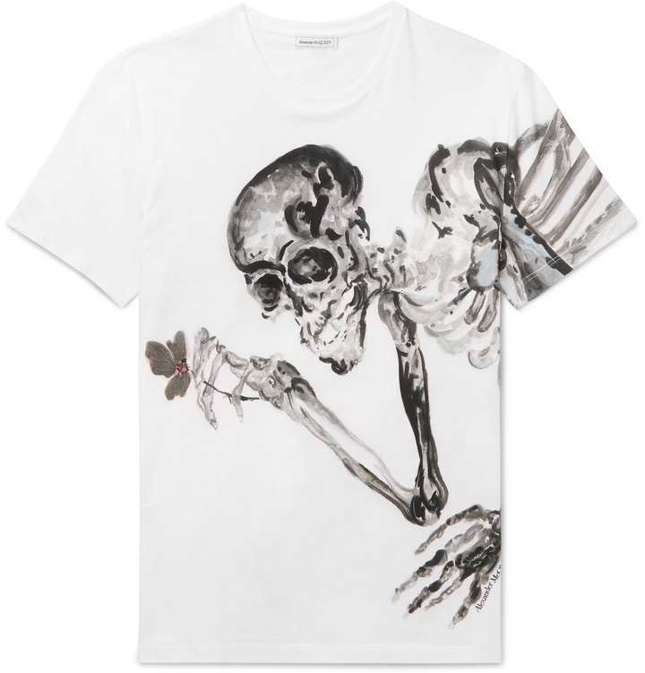 Photo: Alexander McQueen - Slim-Fit Printed Cotton-Jersey T-Shirt - White