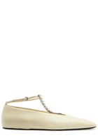 Jil Sander Crystal-embellished Leather Ballet Flats Ivory
