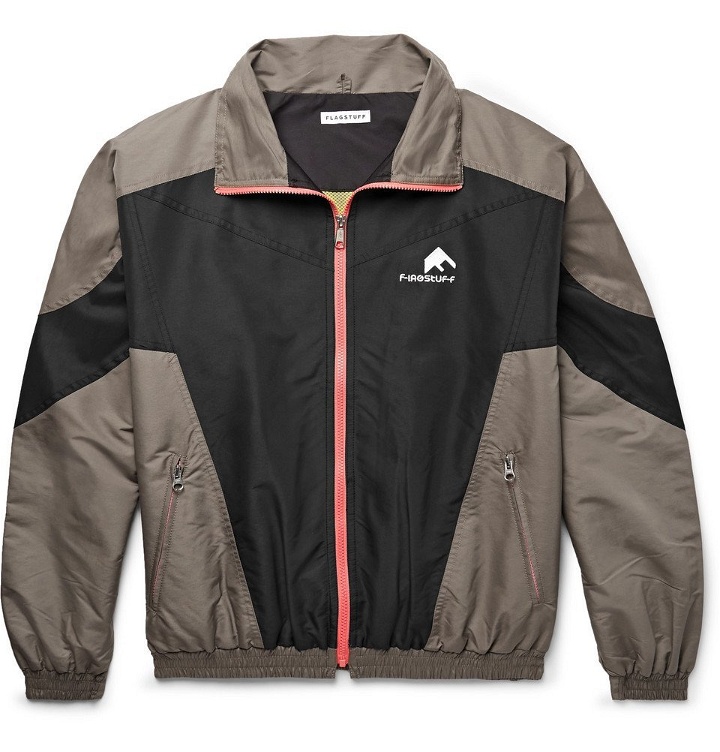 Photo: Flagstuff - Logo-Embroidered Colour-Block Shell Track Jacket - Men - Dark gray