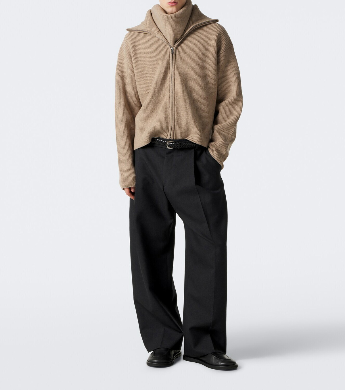 Studio Nicholson Ribbed-knit wool zip-up sweater