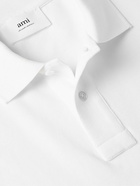 AMI PARIS - Logo-Embroidered Cotton-Piqué Polo Shirt - White