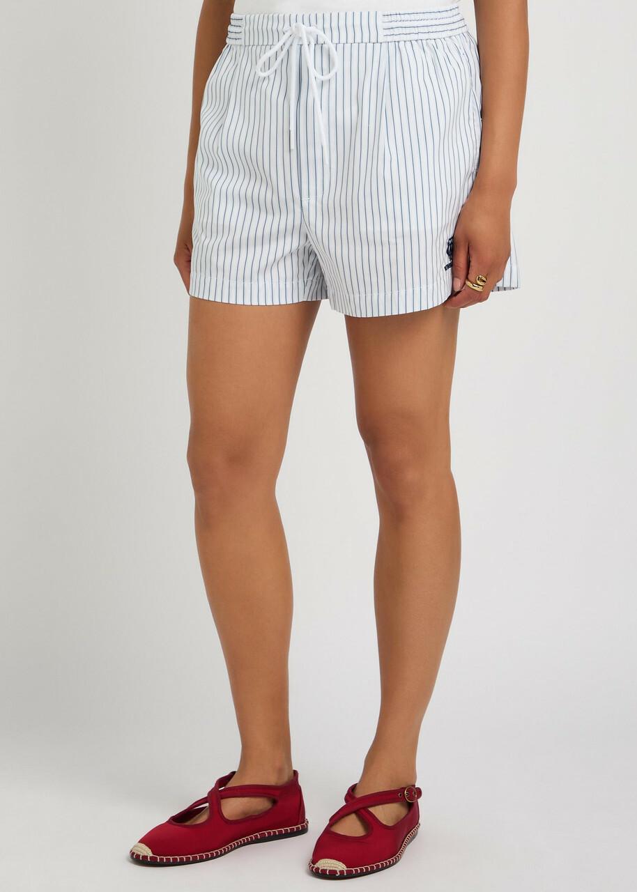Polo Ralph Lauren Striped Cotton Shorts White And Blue