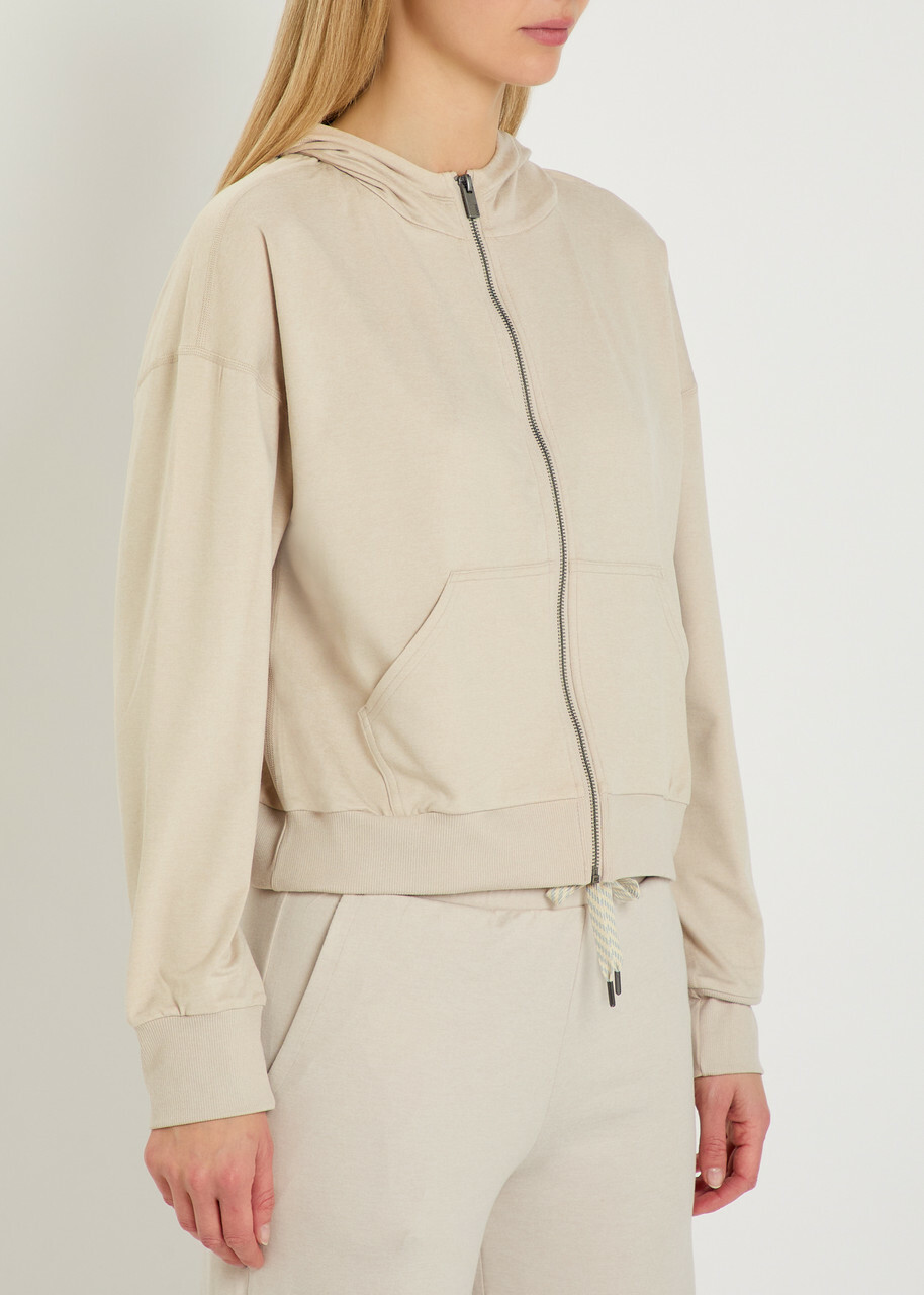 Vuori Halo Modern Hooded Jersey Sweatshirt Ecru